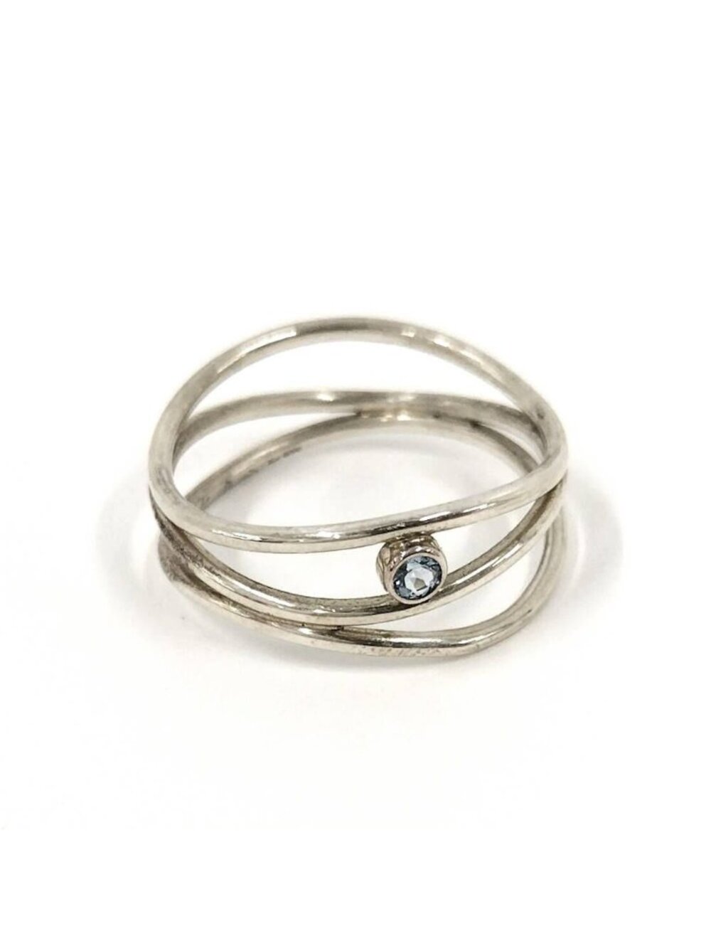 Tiffany & Co Wave Row Aquamarine Ring Silver